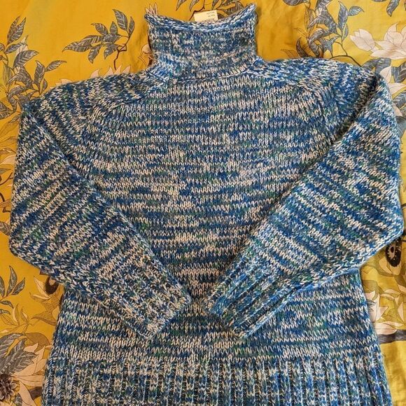 𝅺lou grey blue marina space dye knitted turtleneck sweater sz xs nwt - Picture 3 of 6